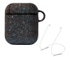 Airpods Case Shiny Design with Carabiner and White Strap - Silver Photo