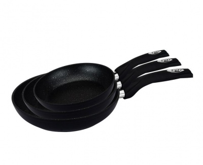 Photo of Royalty Line 3-Piece Marble Coating Fry Pan Set - Black