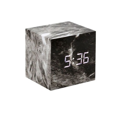 Photo of Mini Cube LED Digital Marble Pattern Alarm Clock - Black