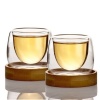 heat-resistant 75ml-100ml double walled shooter/ Expresso glasses with wooden base/coasters Â - set of 2 Photo