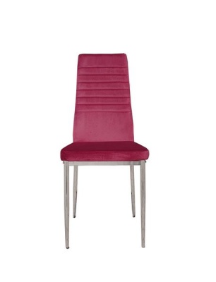 Photo of 4 x Velvet Dining Chairs - Sleek Design - Chrome Legs - Maroon