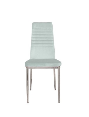 Photo of 4 x Velvet Dining Chairs - Sleek Design - Chrome Legs - Silver