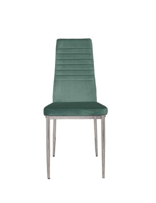 Photo of 4 x Velvet Dining Chairs - Sleek Design - Chrome Legs - Sage Green