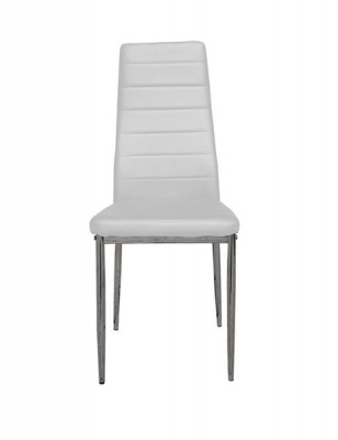 Photo of 4 x PU Leather Dining Chairs - Galaxy Design - Chrome Legs - Black
