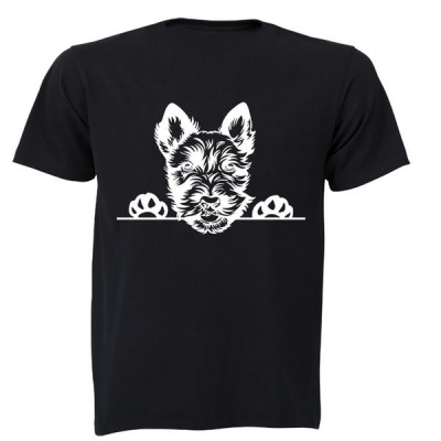 Photo of Scottish Terrier - Peeking Dog - Kids T-Shirt - Black