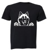 Husky Peeking - Adults - T-Shirt - Black Photo