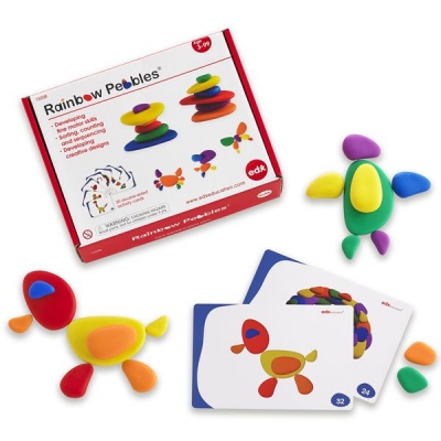 EDX Education Rainbow Pebbles Activity Set 36 Pebbles 20 Activity Cards