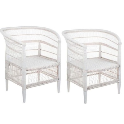 Photo of Bespoke & Co Malawi Cane Chairs - Set of 2 - White