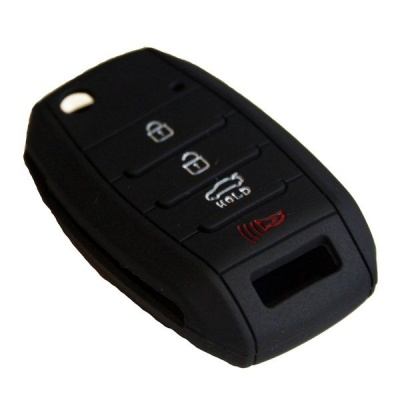 Photo of Sillycone Silicone Car Key Protector - Kia 3 & 4 Button Flip Key - Black