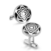 Stainless Steel 2-Tone Concentric Star Flower Circle Cufflinks Photo