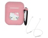Airpods Protective Case with Carabiner and White Strap - Pink Photo