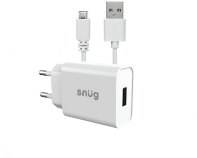 Photo of Snug Lite 1 Port 2.1AMP Wall Charger And Micro USB Cable-White