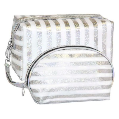 Photo of Cosmetic Bag Combo - Silver & White