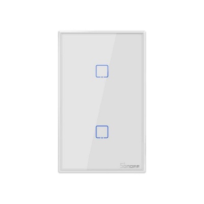 Photo of SONOFF T2US US Plug WiFiRF433 Touch Panel Switch - White 2 Gang Twin Pack