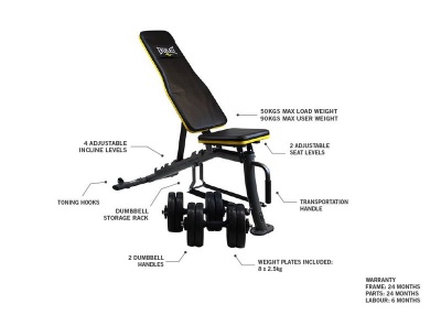Photo of Everlast Core Dumbbell Bench with 2 Dumbbell Handles & 20kg Weights