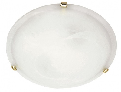 Photo of Metal Base Ceiling Fitting with Alabaster Glass and Gold Clips