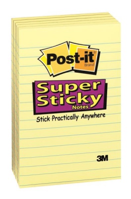 Photo of 3M Post-It Lined Super Sticky Notes Canary Yellow - 90 sheets - 5 Pads
