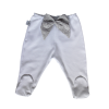 Poogy Bear 100% Cotton Grey Floral Bow Leggings with Feet Photo