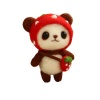 Wool felt DIY kit -Little Panda with Red Strawberry Hat and Bag Photo