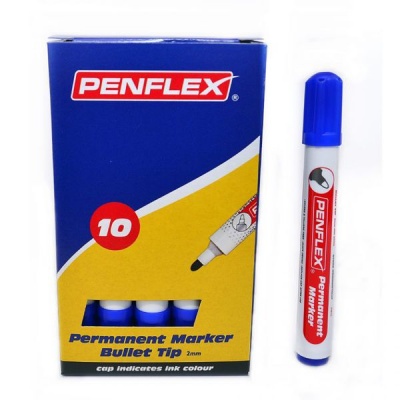 Photo of Penflex PM 15 Permanent Markers Bullet Tip Box-10 Blue
