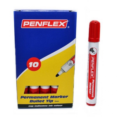 Photo of Penflex PM 15 Permanent Markers Bullet Tip Box-10 Red