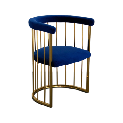 Photo of Bespoke & Co Velvet Gold Cage Chair - Royal Blue