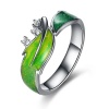 S925 Sterling Silver Leaf Ring Enamel Painted - Size 7 Photo