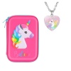 Unicorn Pencil Case Pink with Necklace Photo
