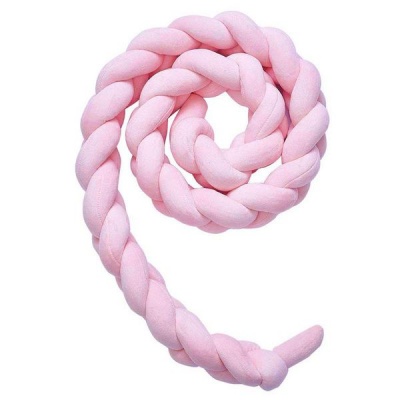 Photo of Cot Bed Braided Bumper - Pink - 2m