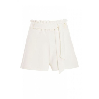 Photo of Quiz Ladies Petite Cream Paper Bag Shorts - Cream