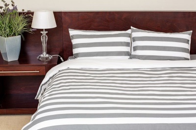 Photo of Dreyer Percale Striped Duvet Cover Set - Grey & White