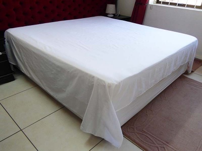 Bunty Reys Fine Linen King Bed Flat Sheet 300 TC White Extra Length Depth