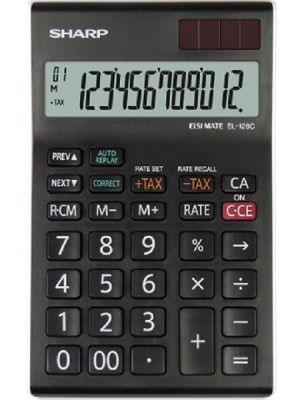 Photo of Sharp EL-128C Black and White 12 Digit Calculator