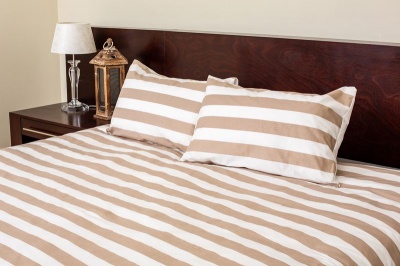 Photo of Dreyer Percale Striped Duvet Cover Set - Taupe & White