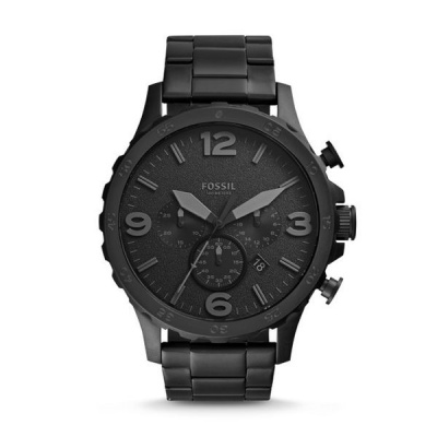 Photo of Fossil Mens Nate Chronograph Black Stainless Steel Watch- JR1401