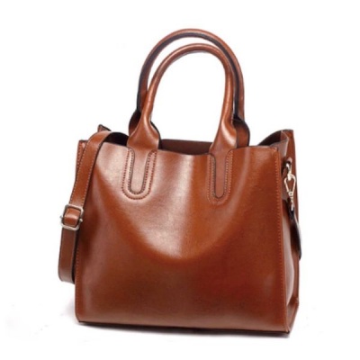 FCG Faux Leather Shoulder Handbag Toffee Brown