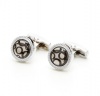 Round Silver Tone Gem & Bubble Cufflinks Photo