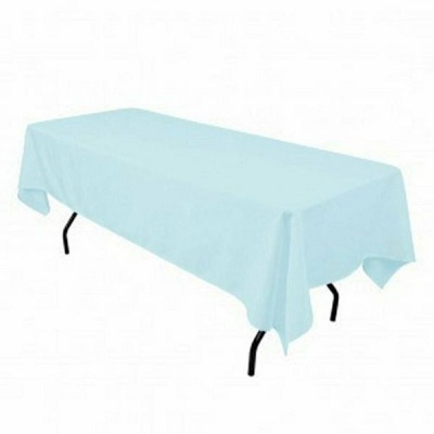 SAER 10 Seater Rectangular Short Baby Blue Tablecloth