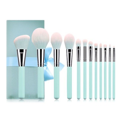 Photo of 12 Piece Makeup Brush Set With Pouch - Turquoise