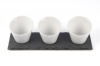 PMS Int. Triple Ceramic Tapas Bowl Set on Slate Serving Tray Photo