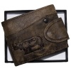 Fino Genuine Leather Bifold Cowskin Wallet in gift Box- BROWN Photo