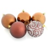5 x 10cm Christmas Tree Baubles Swirl Matte Glitter Mirrored -Coffee Photo