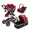 Baby stroller 3" 1 newborn baby carriage - Red Photo