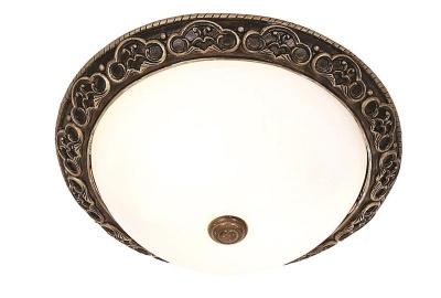 Photo of Bright Star Lighting Black Grey Resin Base Ceiling Fitting with Alabaster Glass