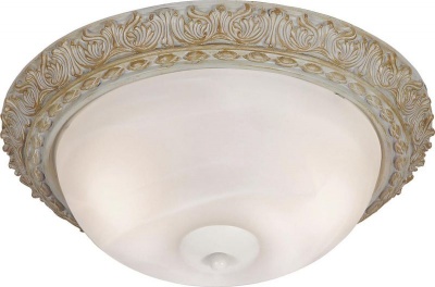 Photo of Bright Star Lighting Fossil White Resin Base Ceiling Fitting with Alabaster Glass