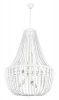 8 Light White Metal Chandelier With White Wooden Beads Photo