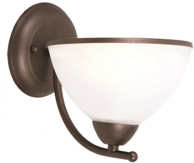Photo of Black / Brown Up Facing Metal Wall Bracket with Alabaster Glass