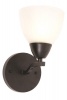 Matt Black Up Facing Metal Wall Bracket with Alabaster Glass Photo