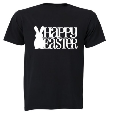 Photo of Happy Easter - Bunny Silhouette - Mens - T-Shirt - White