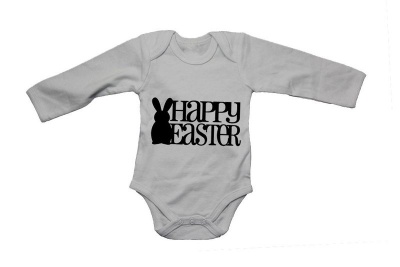 Photo of Happy Easter - Bunny Silhouette - LS - Baby Grow